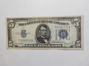 Silver Certificate 1934 5 Dollar Bill Paper Money One Currency Blue Seal Note - Picture 1 of 2