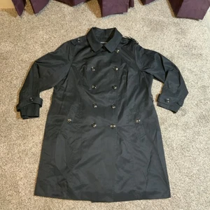 Gabardina LONDON FOG para mujer de doble botonadura talla 1X chaqueta clásica negra - Imagen 1 de 6