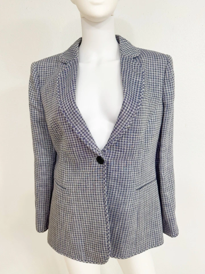Chaqueta Blazer Giorgio Armani (mejor línea) Azul W Gris Lino Seda Italia IT50 NUEVA SIN ETIQUETAS Foto 1 de 4