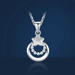 Reines Platin 950 Anhänger Männer Frauen Geschenk Glücksstern Mond Kreis Pendant 2-2,2g - Bild 1 von 7