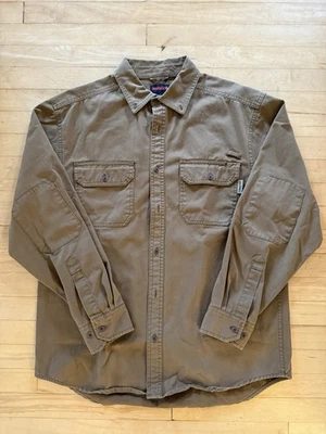 Wolverine 100% Cotton Men's Long Sleeve Shirt Tan Khaki Size Large - Image 1 of 4