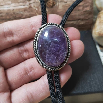 Corbata bolo de jade amatista púrpura: corbata collar de boda vaquero occidental Foto 1 de 4