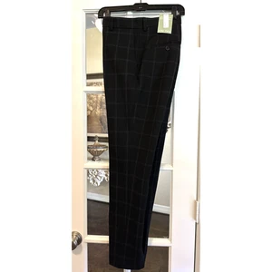 H&M MEN'S CHECKERED DRESS PANTS Size 33 x 31 Slim Fit Stretch BLACK - NWT NEW - Picture 1 of 11