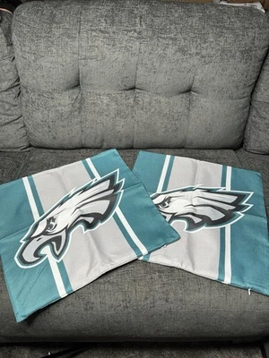 Philadelphia Eagles 2pc 18 x 18in Linen Pillow Case Cover Sofa Couch Brand New - Image 1 of 4