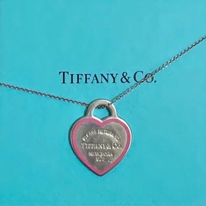 TIFFANY & CO. Return to Tiffany Collar Plata 925 Rosa Corazón Colgante Cadena - Imagen 1 de 12
