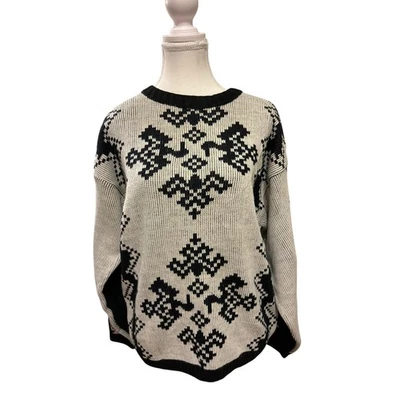 Le Tigre | Vintage Black/White Knit Pullover Sweater | Med - Image 1 of 4