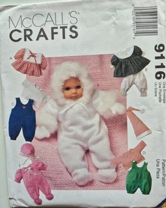 MCCALLS PATTERN 9116  BABY DOLL CLOTHES JUMPSUIT ROMPER   8-16" DOLLS UNCUT FF - Picture 1 of 2