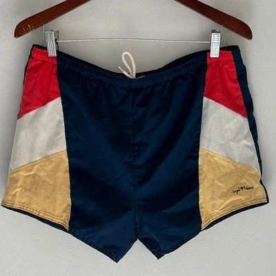 Pantalones Cortos Sergio Valente De Colección Años 80 Para Hombre Grande Bloque de Color Náutico 3” Entrepierna Foto 1 de 4
