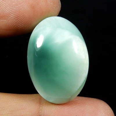 Piedra preciosa con forma ovalada de cabujón patrón larimar hemimorfito azul cielo 30 quilates #10632 Foto 1 de 4