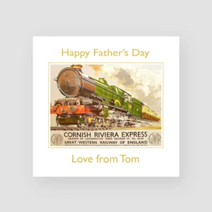Personalised Handmade Fathers Day Card Vintage Steam Train Western Railway Retro - Picture 1 of 7
