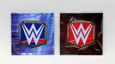 Lot of 2 WWE Women's Raw RED & Smackdown BLUE Championship Pins Loot Slam Crate  - Image 1 of 2