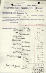 1891 Curwensville Pennsylvania (PA) Quittung Merchants National Bank - Bild 1 von 2