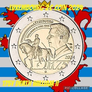 Luxembourg 🇱🇺 coin 2€ euro 2024 UNC 175y deatk William II second horse Grand - Picture 1 of 5