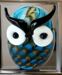 Glasfigur Eule Vogel Figur Uhu Skulptur Murano Art Kristallglas Glaskunst Deko  - Bild 1 von 6