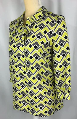 Kate Spade живой красочно женщин блузка рубашка 2 верхняя кнопка 100% шелк желтый - Изображение 1 из 4