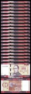 Liberia 5 Dollars 2016, UNC, 20 Pcs LOT, Consecutive, P-31,New Design, Prefix AA - Picture 1 of 5