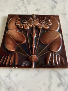 Antique Architectural Salvage J J Low Art Tile Works Chelsea 1881 Floral 6 x 6 - Picture 1 of 18