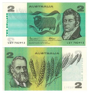 Australia 2 Dollars (1983) - Horserider/Ox Cart/p43e, B211g UNC - Picture 1 of 3