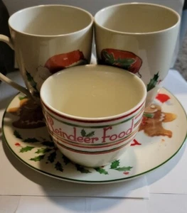 Lenox Christmas China, Mr. And Mrs. Mugs, Cookie Plate, & Reindeer Food Bowl - Picture 1 of 7