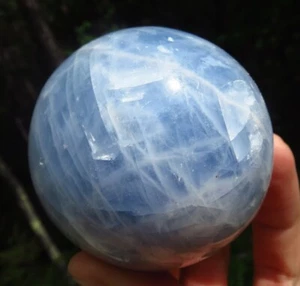 BLUE CALCITE AURIC PROTECTION & ENERGETIC TRANSMUTATION BEAUTIFUL CRYSTAL SPHERE - Picture 1 of 10