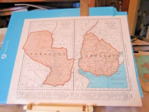 1949 map Chile Argentina Paraguay Uruguay 14x11" sheet rivers cities towns - Picture 1 of 6