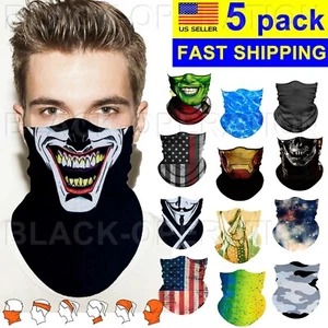 Balaclava Face Mask 5 pack Bandana Scarf Neck Gaiter Reusable UV Lot $6.25