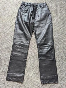 vintage 1990s leather WILSONS motorcycle pants 30x32 black jeans y2k cowhide - Picture 1 of 10