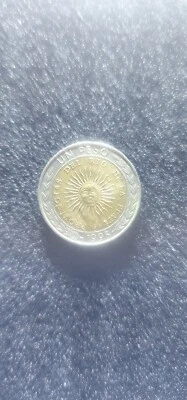 Moneda Argentina 1 Peso 1995 Error Acuñación ProvinGias KM 112.3 Bimetálica Circ. Foto 1 de 2