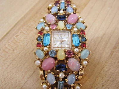 Vintage 1960's Swiss Watch Pedre 17 Jewels & Cabochons 7" Runs Great!! - Image 1 of 4