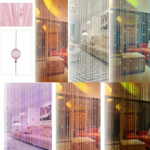 String Tassel Curtain Crystal Beads Door Window Panel Room Divider Beaded Panel - Picture 1 of 22