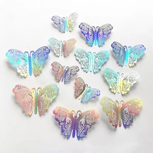 12 pcs 3d hollow butterfly wall decor, party, wedding, diy, home decorations - Picture 1 of 2