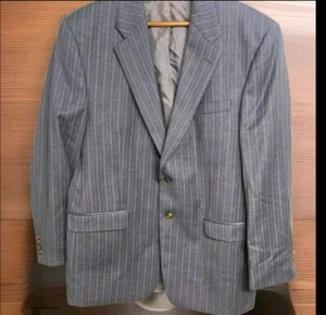 Lauren Ralph Lauren Men's Blazer Gray Jacket Sports Coat Striped 42L - Imagen 1 de 8