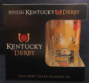 Official 149th Kentucky Derby 12oz Mint Julip Glasses - Set of 4 NEW in the Box - Picture 1 of 10