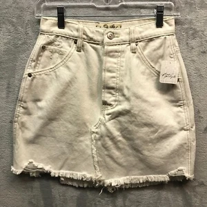 Free People Brea Gonna Cutoff We The Free Donna 24 Decò Denim Bianco Nuova con etichette. - Foto 1 di 11