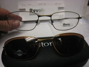 NEW Revolution Eyeglass WITH Magnetic SUN SHADE  REV 559  in BRZ 55-19-140   - Picture 1 of 5