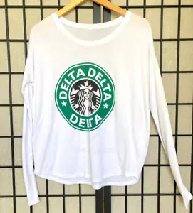 Starbucks Tee DELTA T-Shirt Scoop Neck Long Ribbed Fit Sleeve Women's Size M - Picture 1 of 7