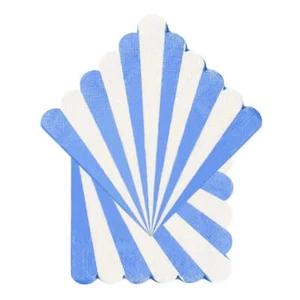 Blue & White Candy Stripe Scallop Paper Napkins 16pk Lolly Buffet Table Settings - Picture 1 of 3