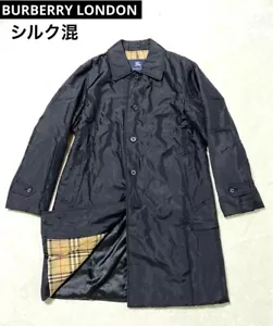 Burberry London Single Trench Coat Padded Nylon Silk blend Black Men's US size S - Picture 1 of 14