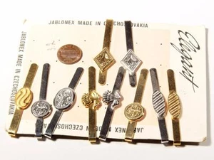 Menge (10) Spätvintage Böhmisches Gold Silberton Metall Krawattenclip Verschlüsse Schieberegler Pin - Bild 1 von 1