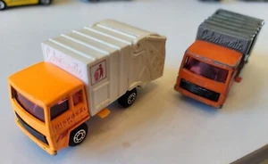 Lote 2 Camiones de basura SuperFast Matchbox 1979 de colección #36 naranja gris blanco basura - Imagen 1 de 13