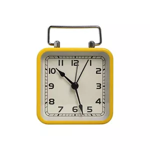 Small Retro Analog Alarm Clock Square Battery Operated Silent Elegant Bedside... - Picture 1 of 5