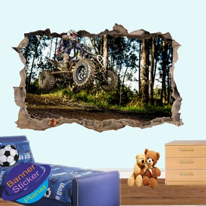 QUAD BIKE MOTOBIKE OFFROAD MUD WALL STICKER 3D ART POSTER MURAL DECAL DECOR XU0 - Picture 1 of 3