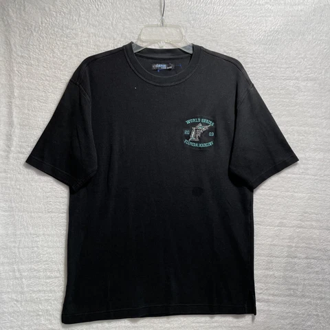 Vtg 2003 Florida Marlins World Series Gene Meye Shirt Adult Large Black Crew MLB Cover