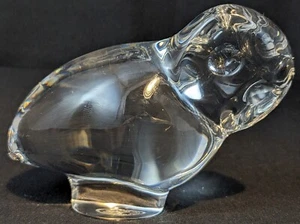 Baccarat French Clear Crystal Glass Owl Paperweight - Picture 1 of 6
