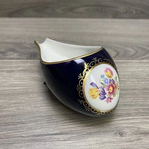 Jlmenau Graf Von Henneberg Echt Kobalt Gold Trim Flowers Dish Holder Vtg - Picture 1 of 9
