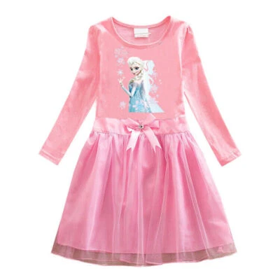 MARKENLOS Kinder Mädchen Cosplay Kleid Langarm Cartoon Prinzessin Anna Elsa Kleid DE