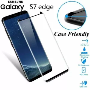 Case Friendly Tempered Glass Screen Protector Full Cover Samsung Galaxy S7 edge - Picture 1 of 7