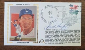 SANDY KOUFAX SIGNED 1989 GATEWAY CACHET COOPERSTOWN DODGERS HOF - Picture 1 of 2