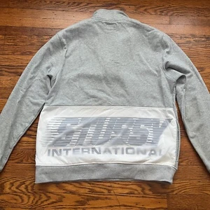 Stussy International Mock Neck Pullover Heather Grey 1/4 Zip Sweatshirt Herren XL - Bild 1 von 12