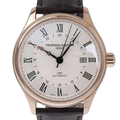 Frederique Constant Classic GMT para hombre automático cuero esfera plateada de Japón Foto 1 de 4